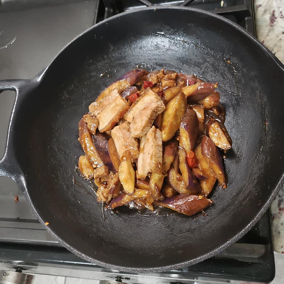 Eggplant with air fried roast pork belly – Jonathan Samn