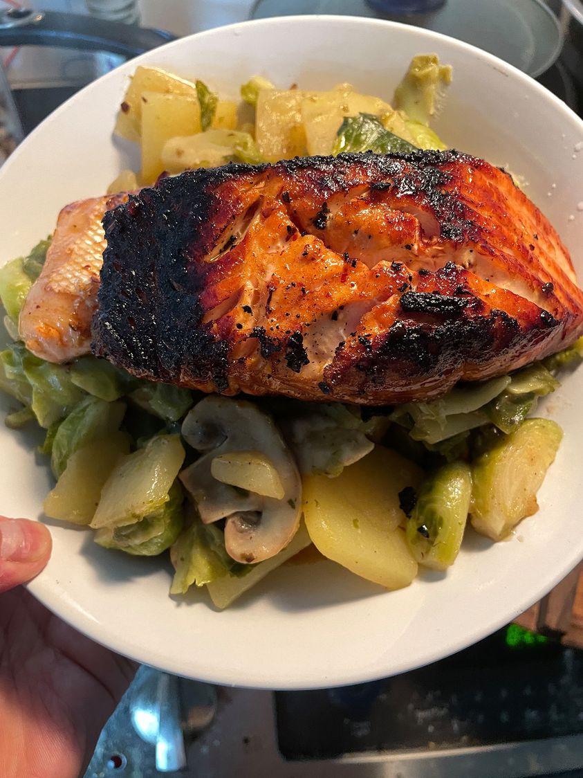 Sweet and spicy salmon with yuzu miso veggies- Lianna Yang